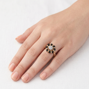 925 Sterling Silver Timeless Black Beads Solitaire Ring